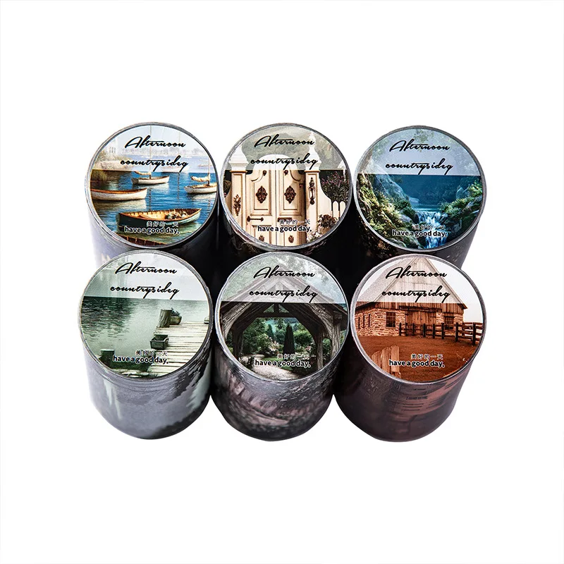 1 Roll/2 Roll Countryside Afternoon Series 6 Designs Vintage Decoration Materials DIY Scrapbook Base Washi Landscape Tape