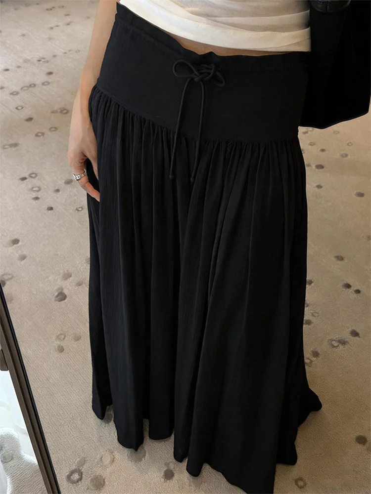 Black Wide Leg Skirt Pants Women's Summer New Style Casual High Waist Loose Feelings Draping Slimming Effectiveness