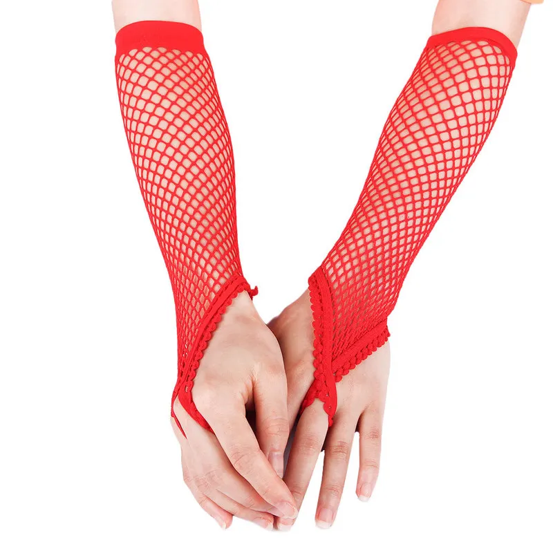 High Elasticity Fishing Net Mesh Thin Cosplay Sexy Transparent Stage Performance Finger Hook Gloves Fashion Personality Soft