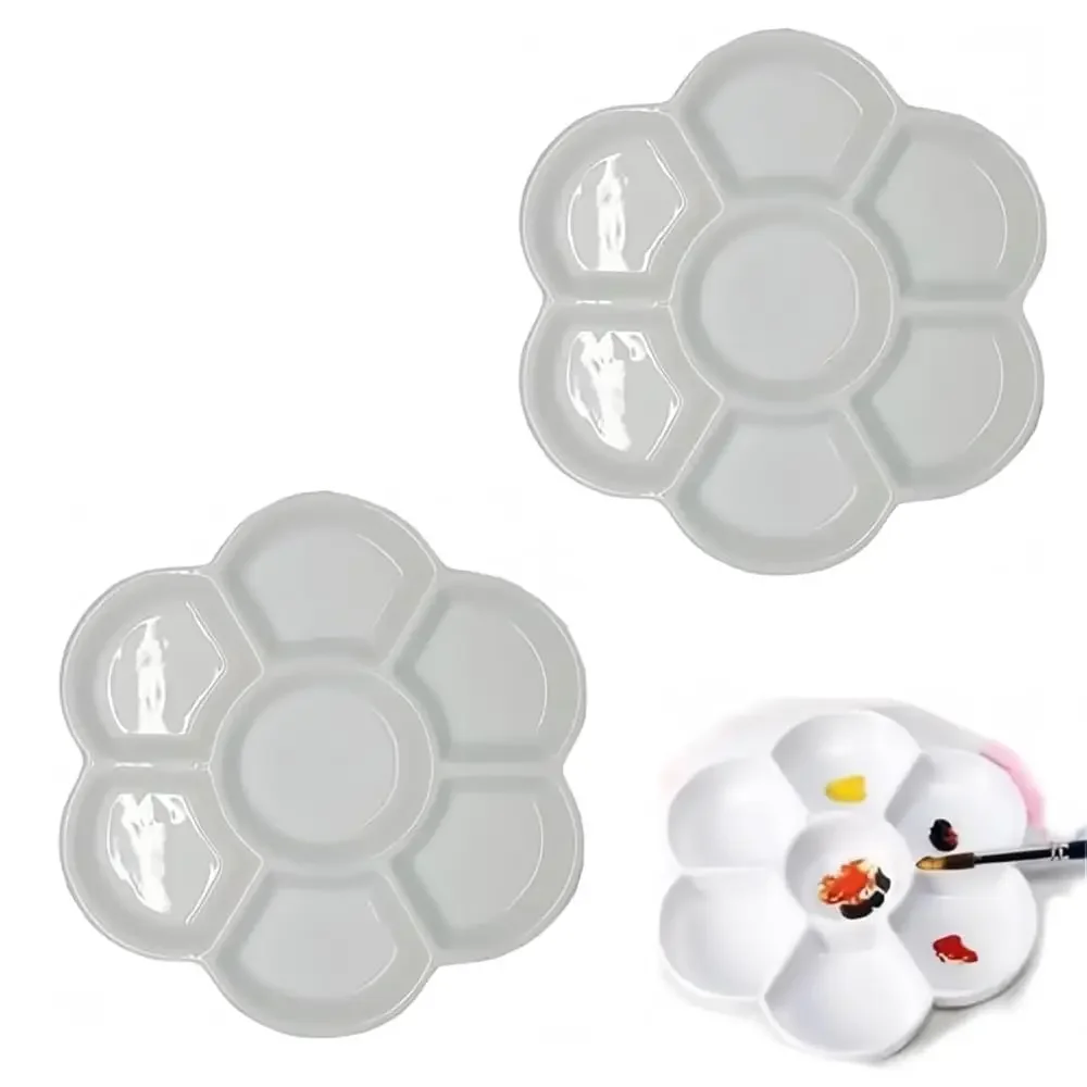 

Набор из 2 белых фарфоровых палитр для акварели - моющиеся керамические подносы для красок с антипригарным покрытием, профессиональные, художественного качества, для смешивания