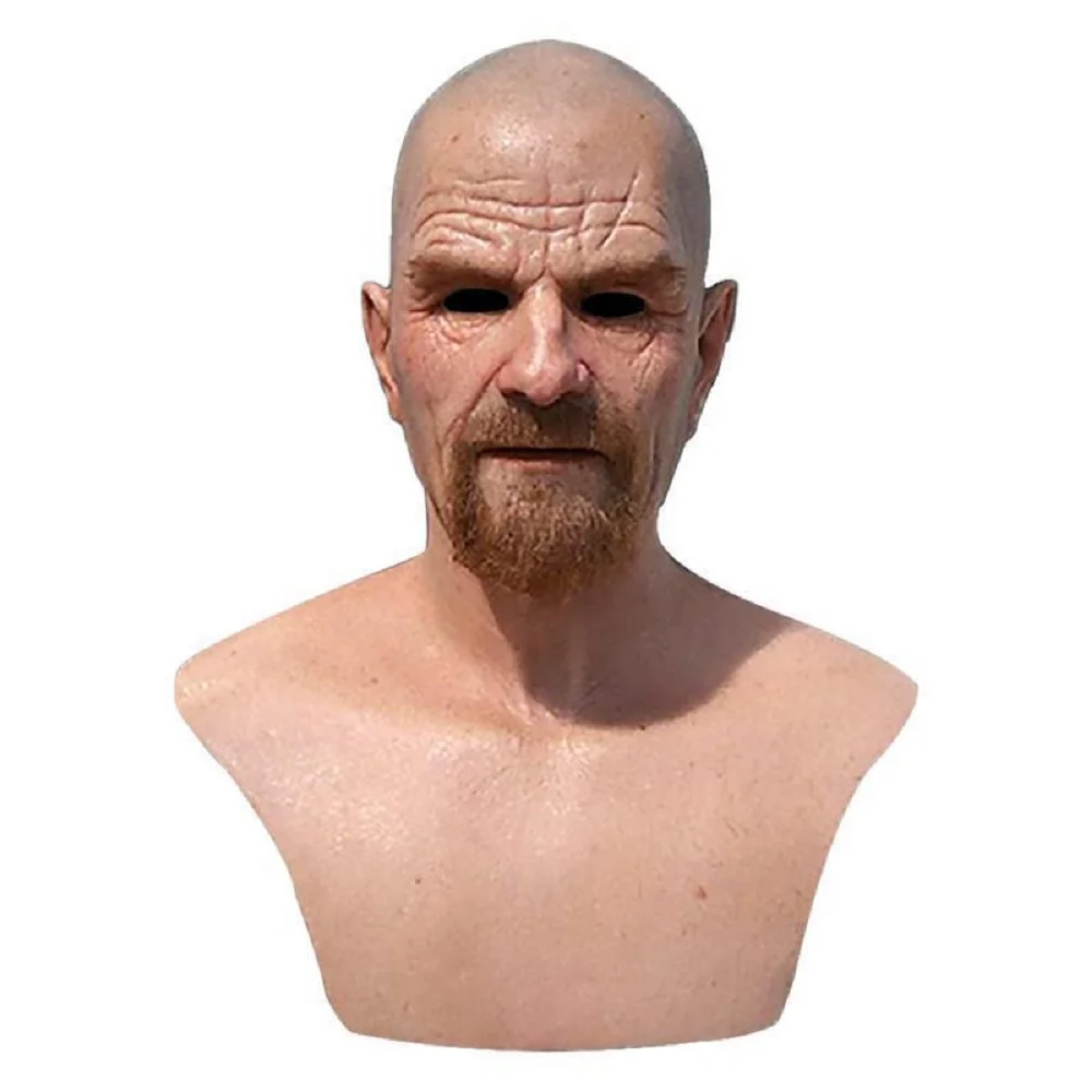 Realistic Bald Old Man Mask Breaking Bad Walter White Mask Heisenberg Latex Mask Adult Halloween Cosplay Party Masquerade Props