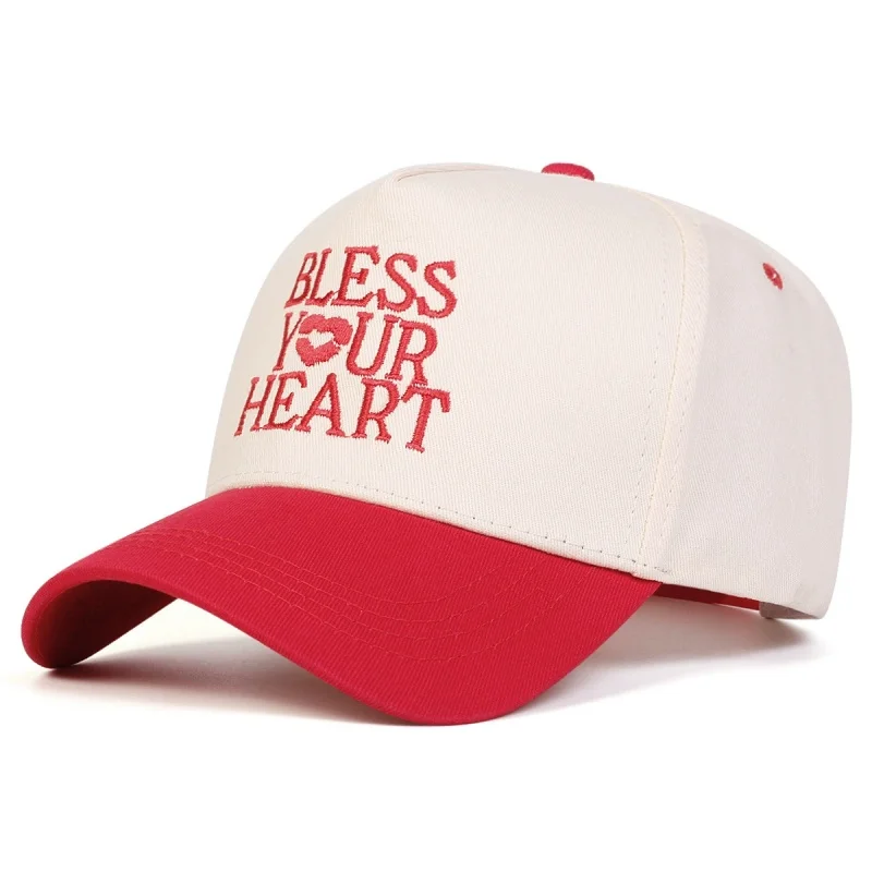 Unisex BLESS YOUR HEART Letter Embroidery Baseball Caps Outdoor Adjustable Spring and Autumn Casual Sunscreen Hat