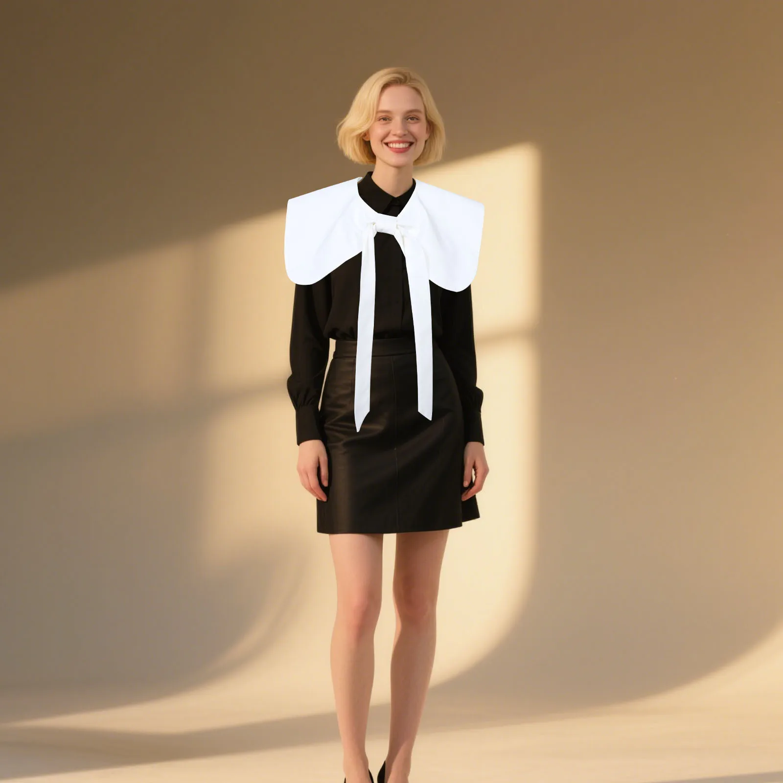 

White Detachable Mini Cape Decorative Bowknot Dickey Collar False Collar Women Blouse Shirt Dress False Collars Women