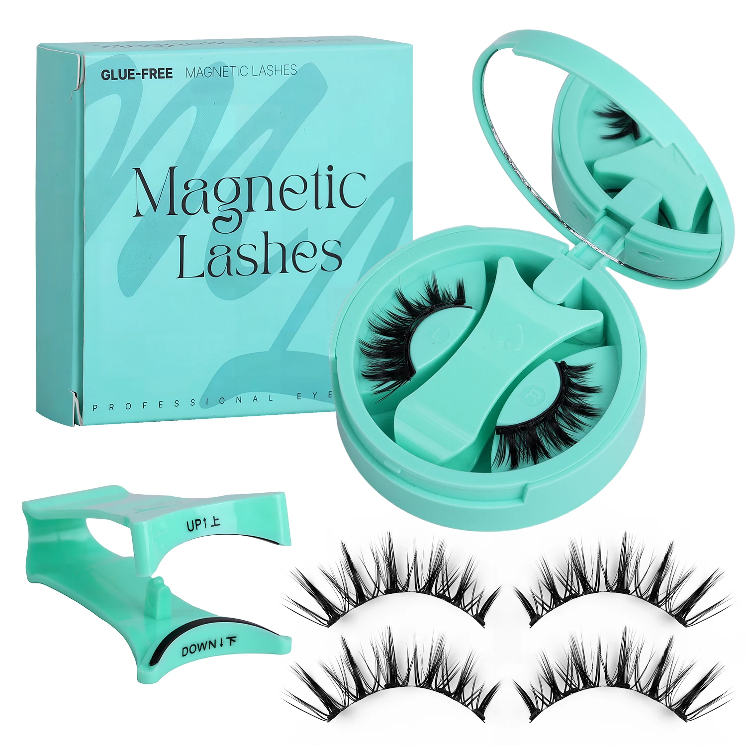 

Magnetic eyelashes, false eyelashes. Magnetic eyelash set with tweezers, reusable, no glue required.
