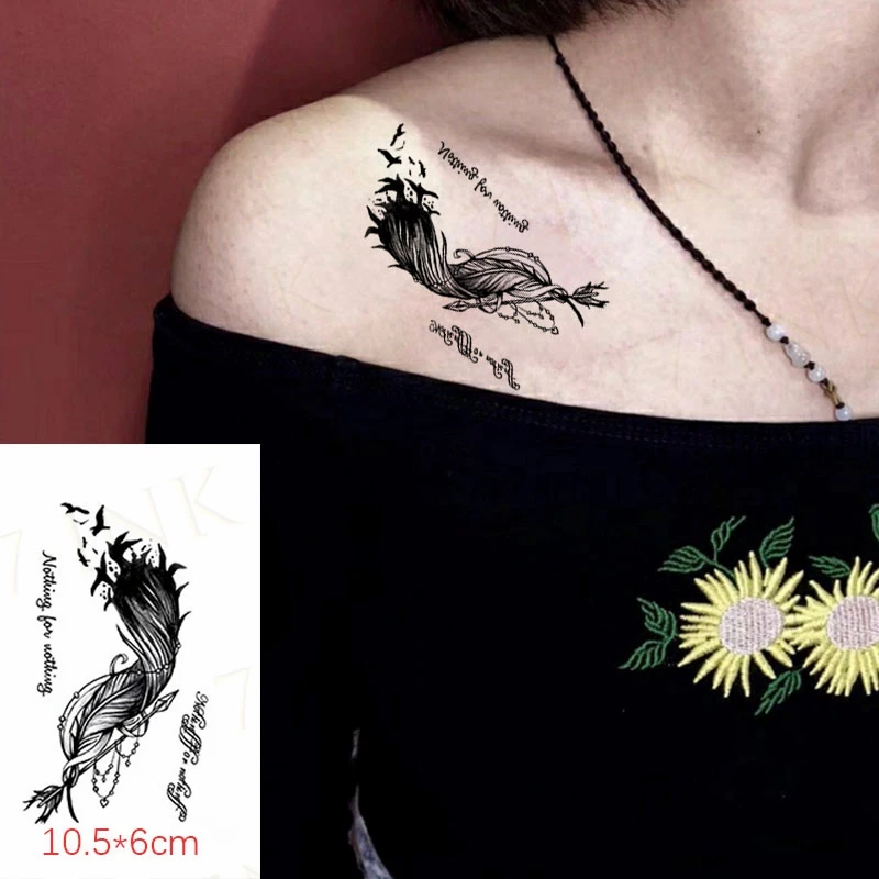 Waterproof Temporary Tattoo Sticker Butterfly Lavender Flower Bird Feather Sun Art Water Transfer Fake Tatoo Flash Tatto