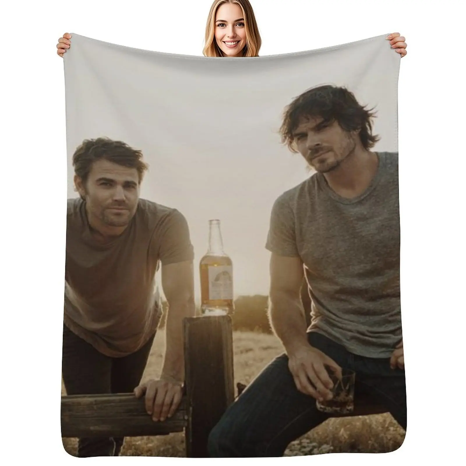 ian somerhalder and paul wesley Throw Blanket Camping Cute Plaid Loose christmas gifts Thermal Luxury Designer Blankets