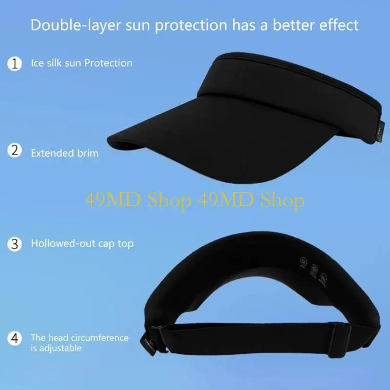 49MD Breathable Unisex Sport Hat With Sweat Absorption Adjustable Band Foldable Sun Protective Hat For Adult Outdoor Sport