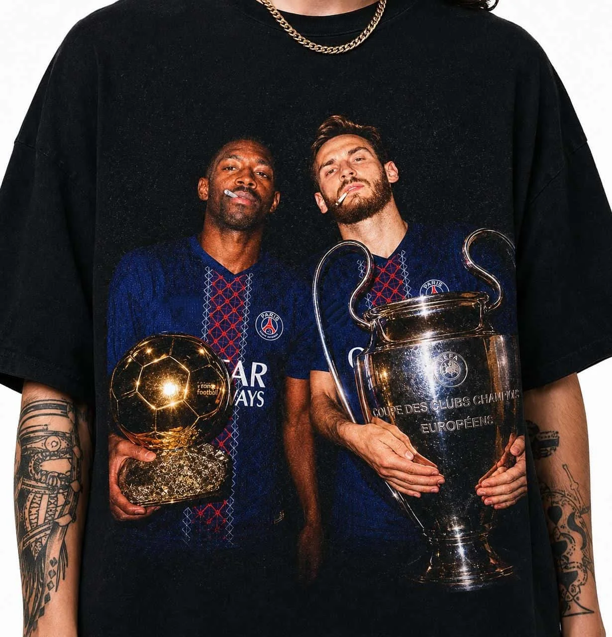 Camiseta PSG Champions Trophy Paris Soccer Gráfica para Fãs de Futebol 2026 Verão Masculina Feminina Y2K Algodão Respirável