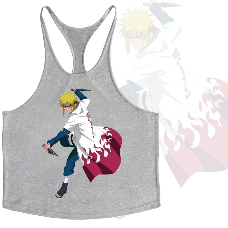 

Мужской спортивный жилет-стрингер для фитнеса с приводом, Наруто Минато Намикадзе Хокаге с графикой, быстросохнущий, высокое качество для бодибилдинга