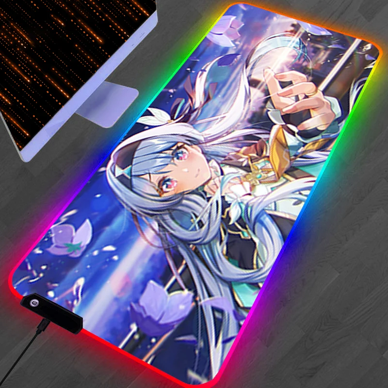 لوحة ماوس LED RGB ملحقات الكمبيوتر لوحة ماوس H-honkai Star Rail Firefly لوحة ممتدة غير قابلة للانزلاق لوحة مفاتيح مطاطية حصيرة مكتبية للألعاب