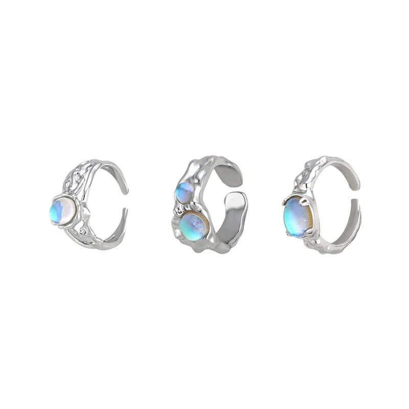 Foxanry Silver Color Opal Rings For Women Couples Korean New Fashion Creative Design Elegant Personality Anniversary Jewelry