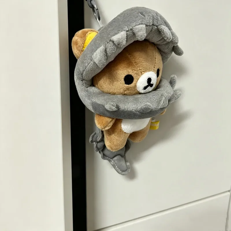 Selumb Rilakkuma Plush Pendant Dinosaur Skeleton Costume Bear Stuffed Keychain Bag Hanging Decor Accessory For Adults