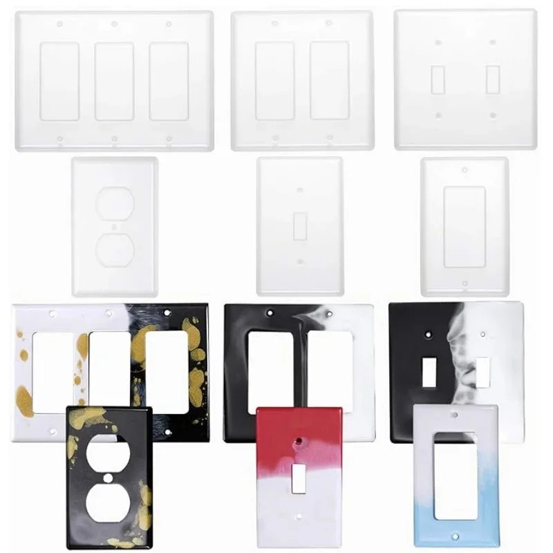 

6 Pieces Switch Cover Resin Mold Light Switch Panel Silicone Mold Socket Panel Epoxy Mold for DIY Craft Making