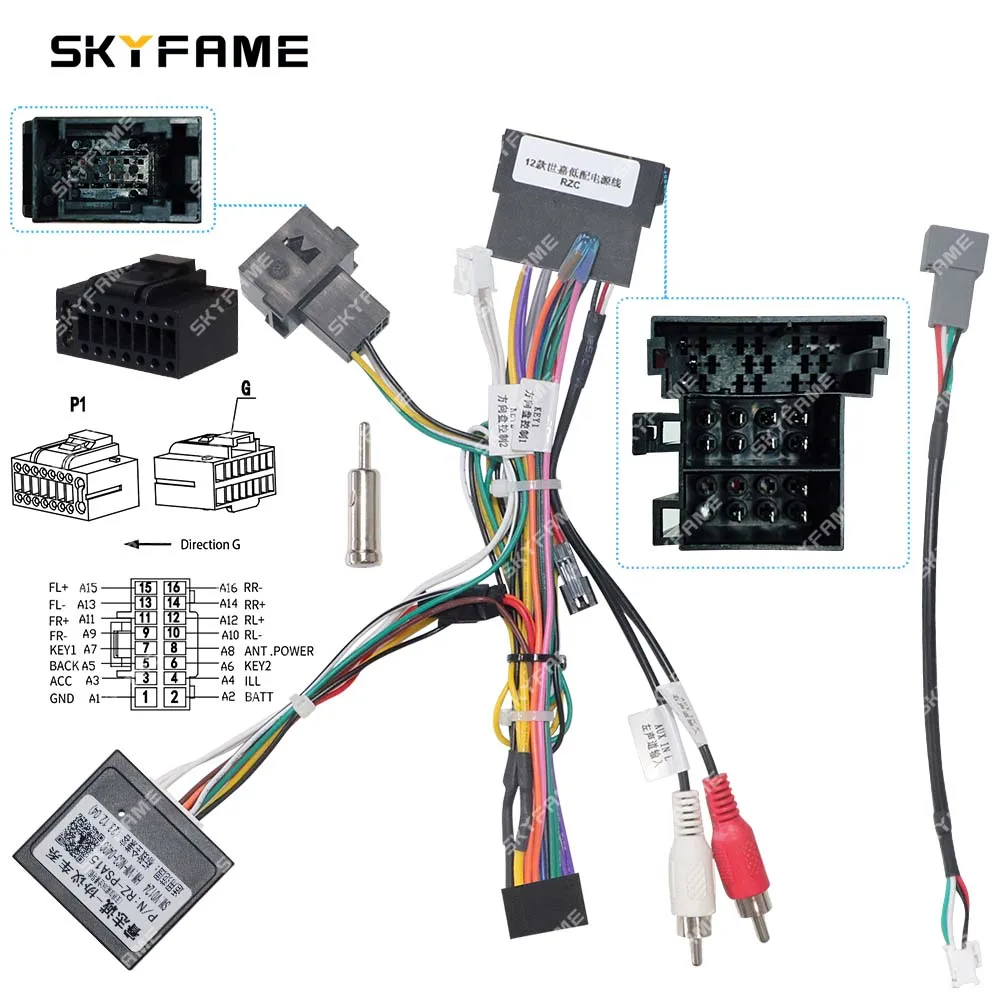 SKYFAME-Adaptador de arnés de cableado de 16 pines para coche, caja Canbus, decodificación, Cable de alimentación de Radio Android para Peugeot Citroen C4 c-triunfo c-quatre
