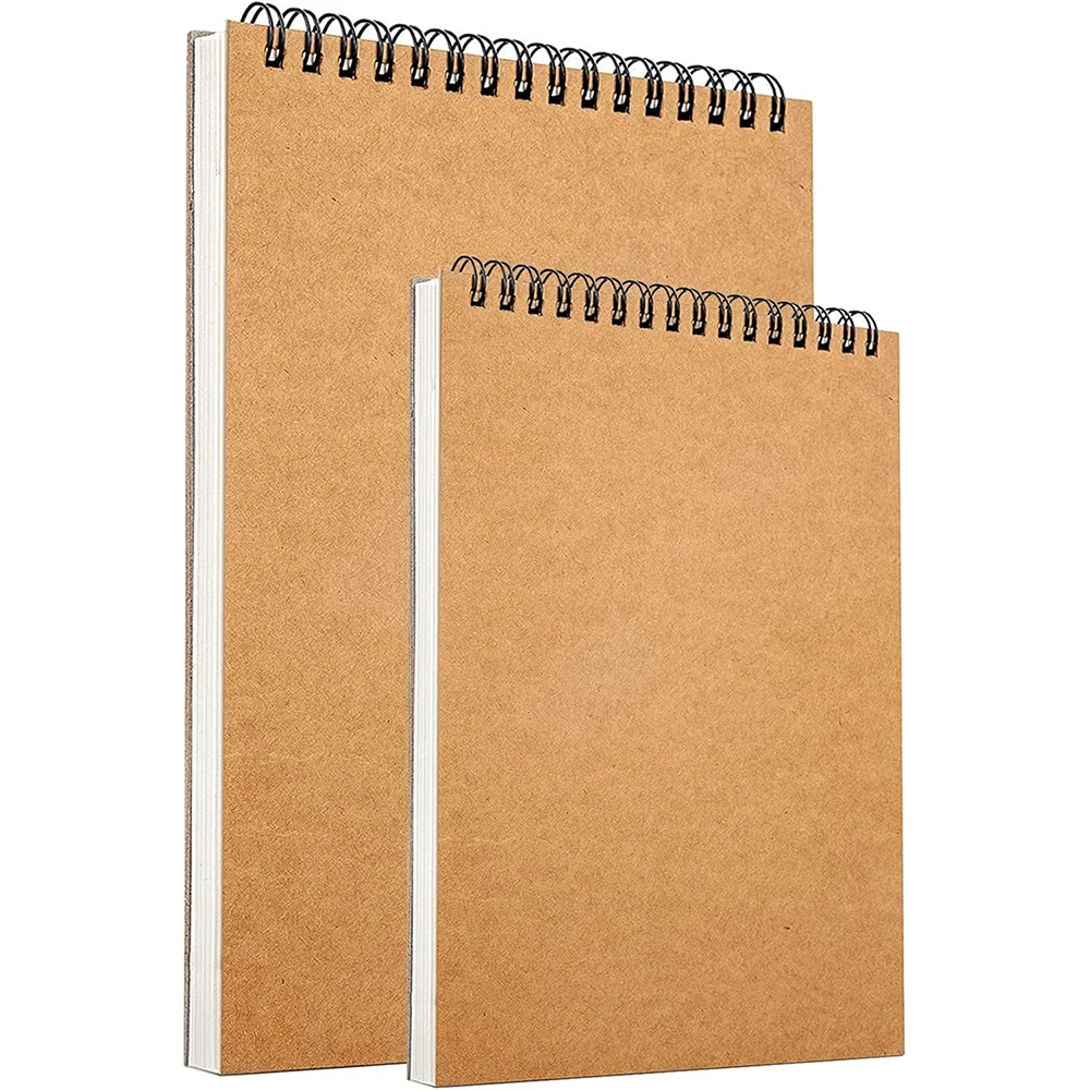 1pc A5/A4 Sketch Book 100 Sheets, 100gsm, Hard Bottom Cover Spiral Bound Hardback Sketch Pad