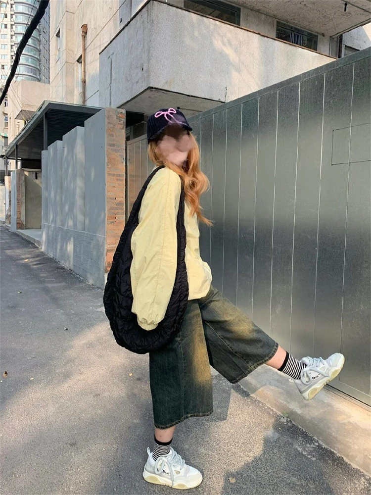 

Большие размеры, американские ретро широкие джинсы на семь футов, женские свободные прямые брюки с высокой талией, осенние новые повседневные утягивающие брюки