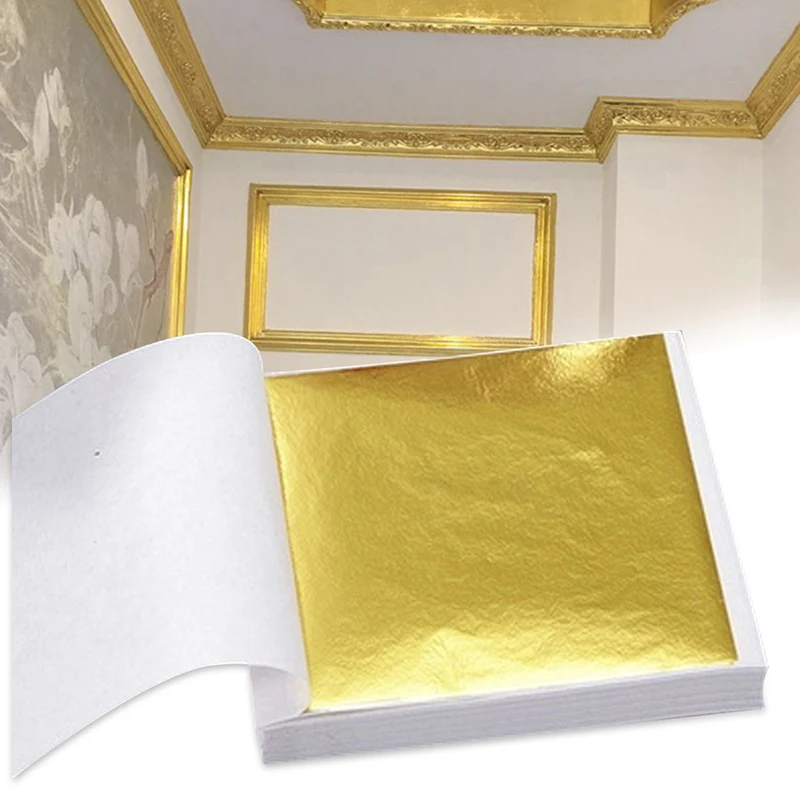 100pcs Art Craft Design Paper Sheets Practical Pure Shiny Gold Leaf for Gilding DIY Craft Party Decoration scrapbooking paper