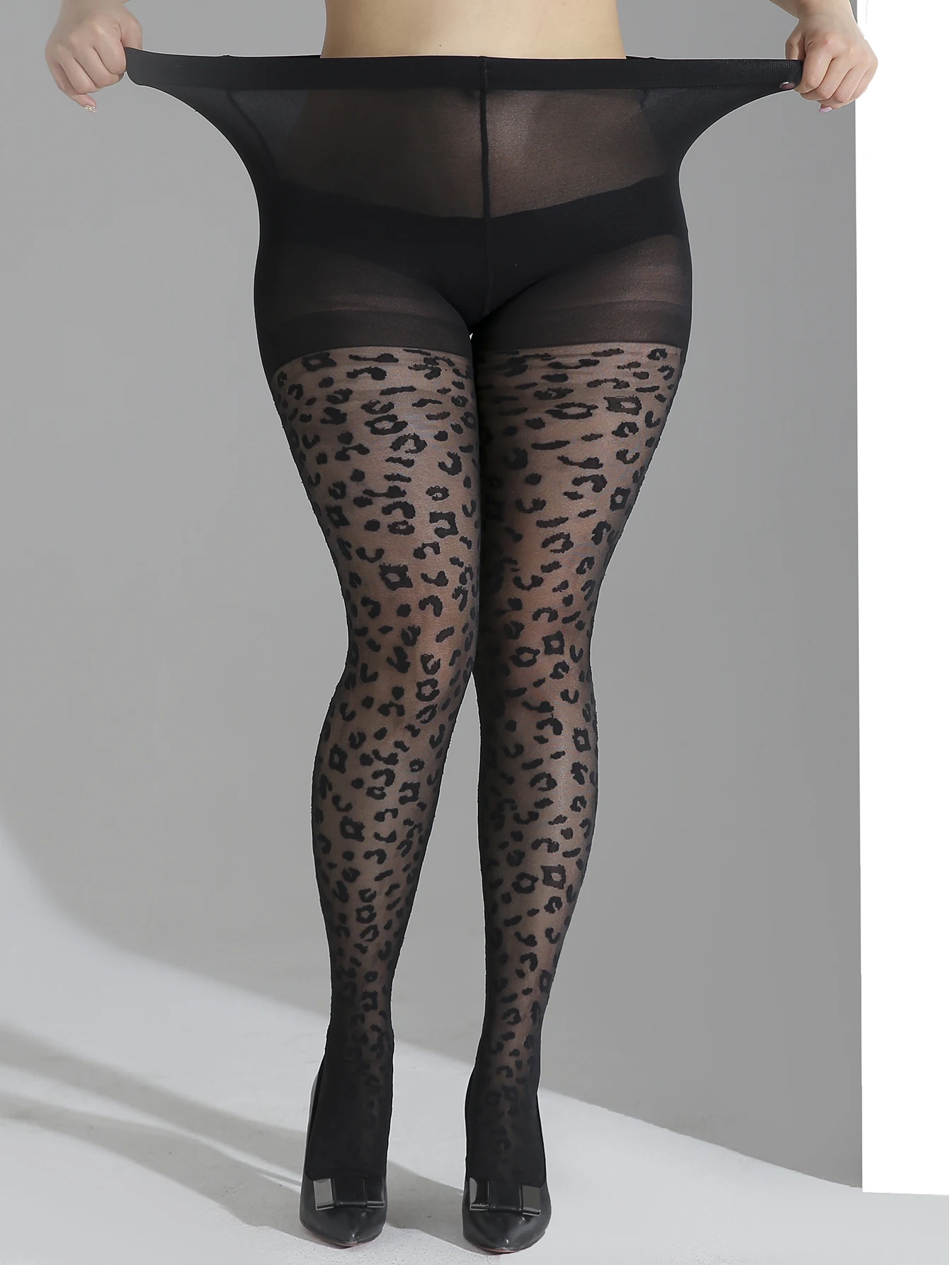 A PAIR Plus Size Pantyhose Sexy Ultra-thin Nylon Stocking Leopard Print Summer High Quality Tights