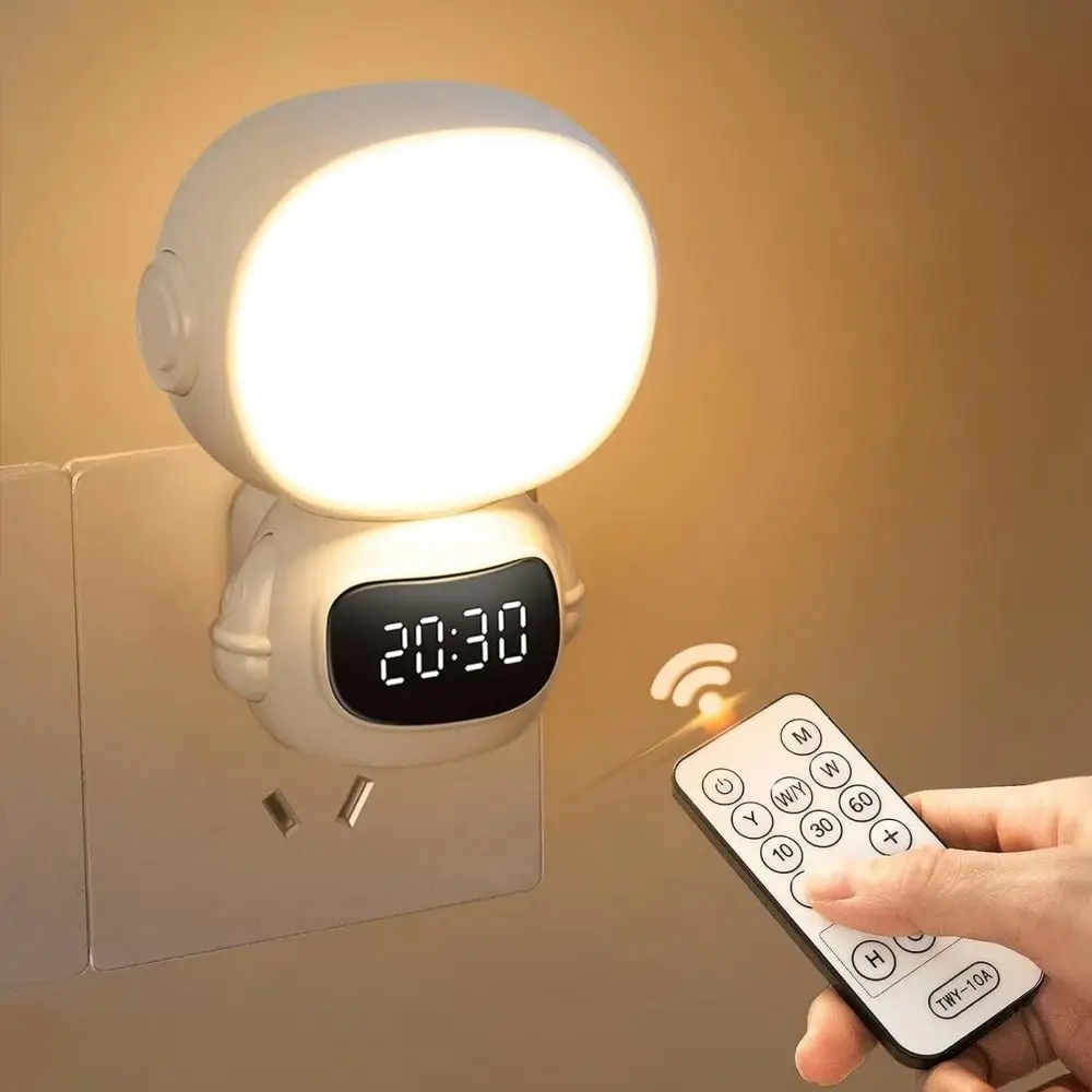 

Warm Light Astronaut Clock Night Light USB Rechargeable Digital Clock Bedside Lamp 3-in-1 Child-Friendly Design