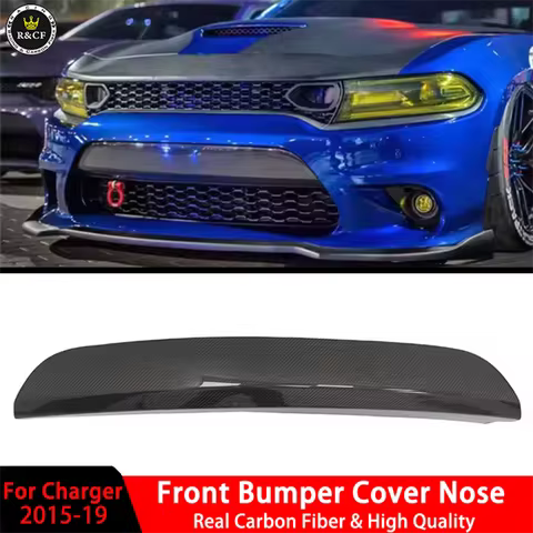 Fits 2015-2019 Dodge Charger Hellcat SRT Front Bumper Carbon Fiber Cover Trim Nose