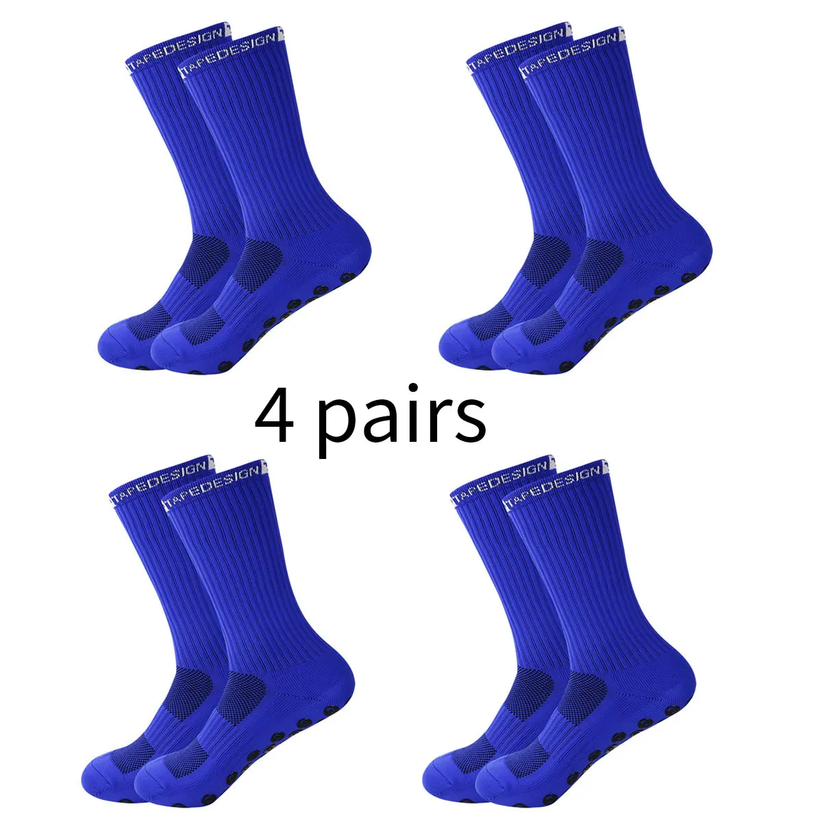 4 pairs of new solid color anti slip rugby sports socks for men's sports bicycles, short socks for men's athletes image 2