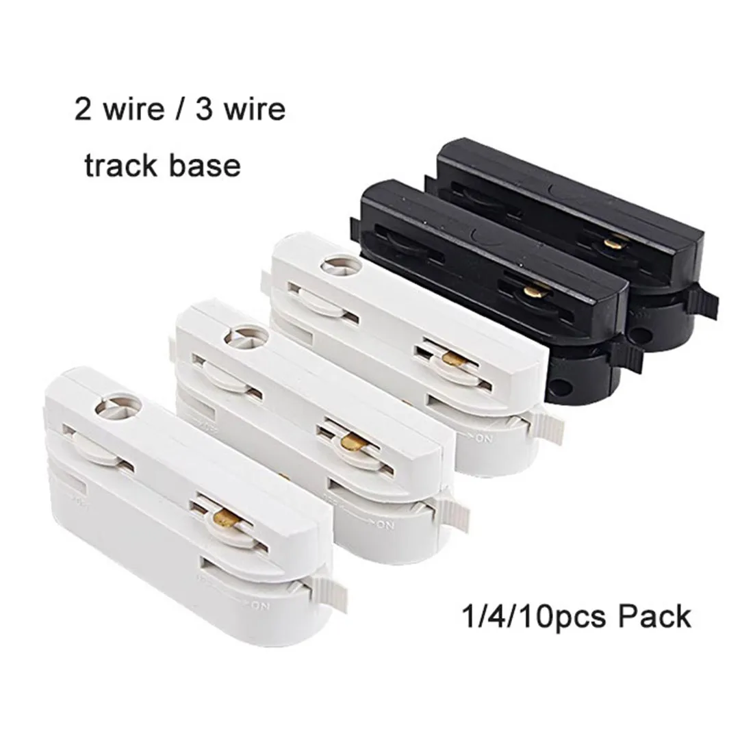 

Black White 2 Wire 3 Wire Track Base Adapter Replacement,Track Light Rail Connector Wire Joiner for Track Heads,Rail Socket Base