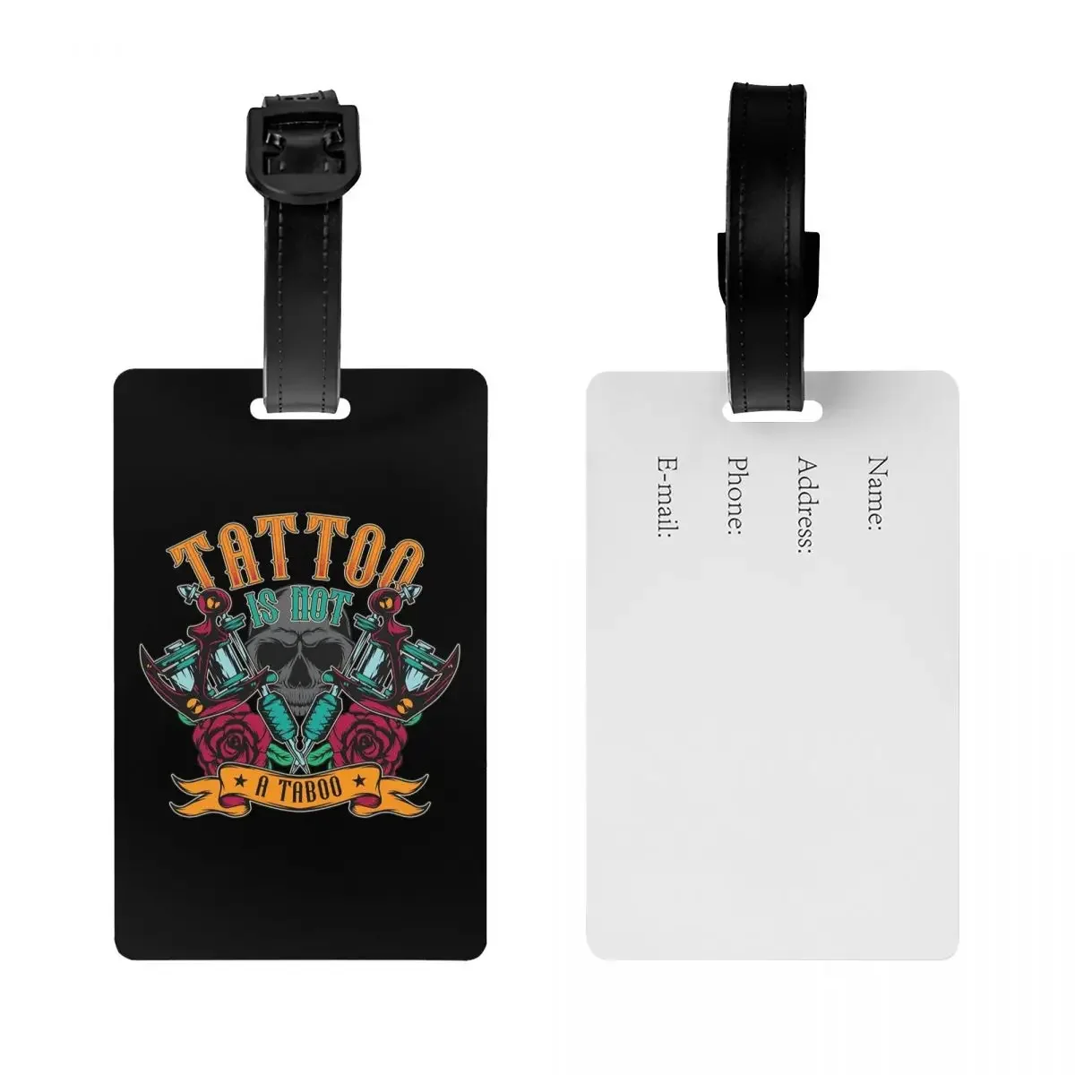 Tattoo Machine And Skull - Is Not A Taboo Luggage Tag for Suitcases Funny Baggage Tags Privacy Cover Name ID Card