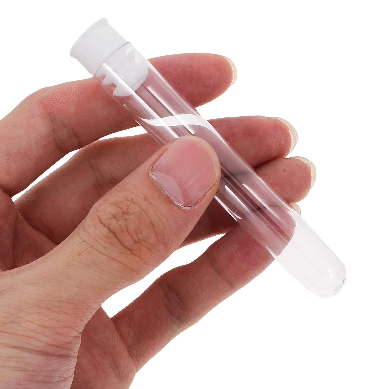 

50 Pcs Transparent Test Tube Empty Tubes Mini Plastic Clear with Caps Vacuum Laboratory Travel