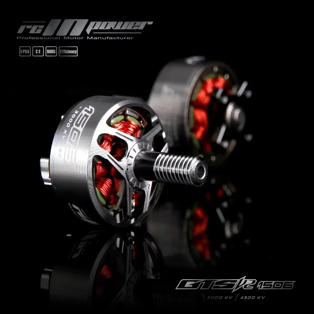 RCinpower GTS V2 1506 Brushless Motor, 3000KV / 4300KV, Replacement Power Unit for 3 Inch FPV Racing Quadcopter