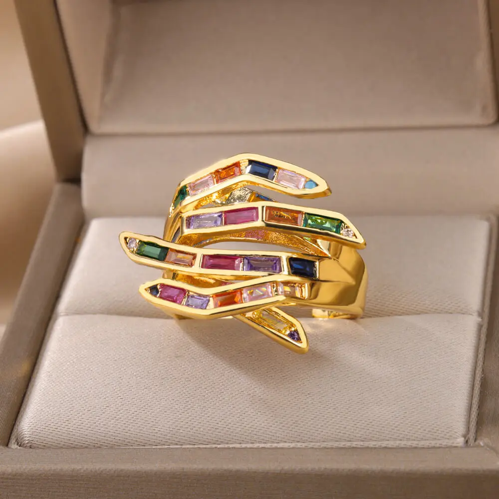 Bunte rechteckige Zirkon Gebet Handringe für Frauen Männer Gold Farbe Edelstahl Ring Luxus Designer Schmuck Geschenk Bague