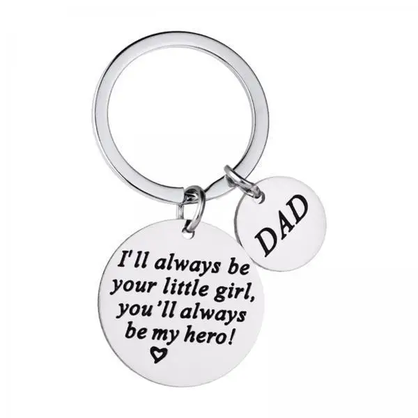 Elegant Silver Father Keychain Pendant Jewelry Durable Stainless Steel Keyring for Dad Birthday Present