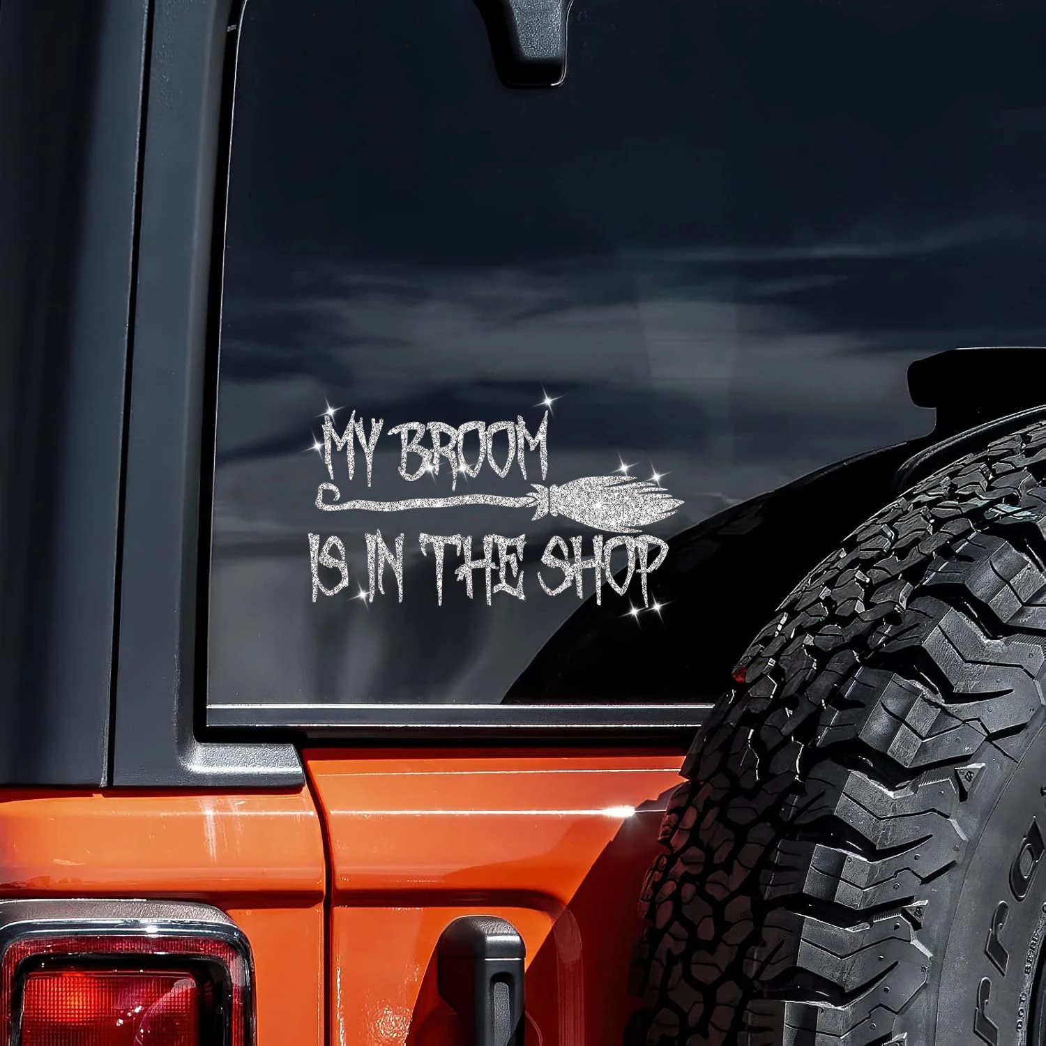 Flash Silver Stickers My Broom Is In The Shop Car Decals Car Stickers