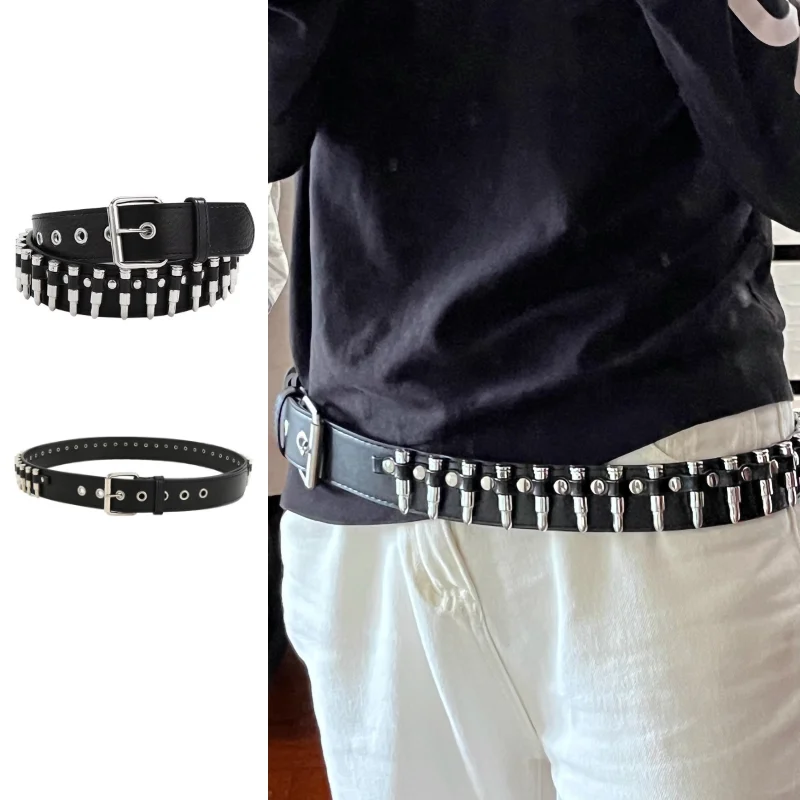 

2 шт., ретро-панк Y2k, ремень с заклепками, женский модный декоративный пояс из искусственной кожи, джинсы в стиле хип-хоп, ремни, аксессуары для брюк