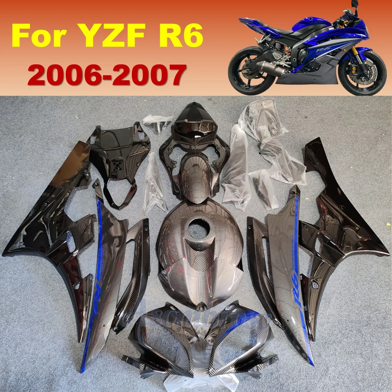 Premium-Kohlefaser-Verkleidungsteile für Yamaha R6 RJ11 2006 2007 YZF600 YZF-R6 Motorrad