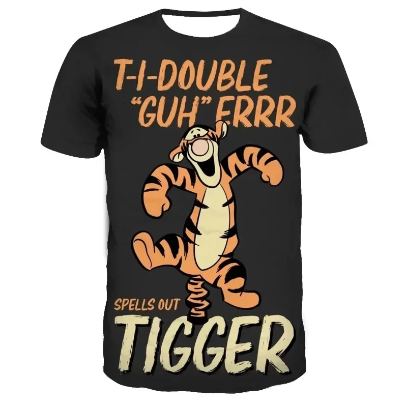 

Лето 2022, футболка с 3d принтом Disney The Tigger, детская уличная одежда, повседневные детские футболки с короткими рукавами, футболка для мальчиков и девочек, топ