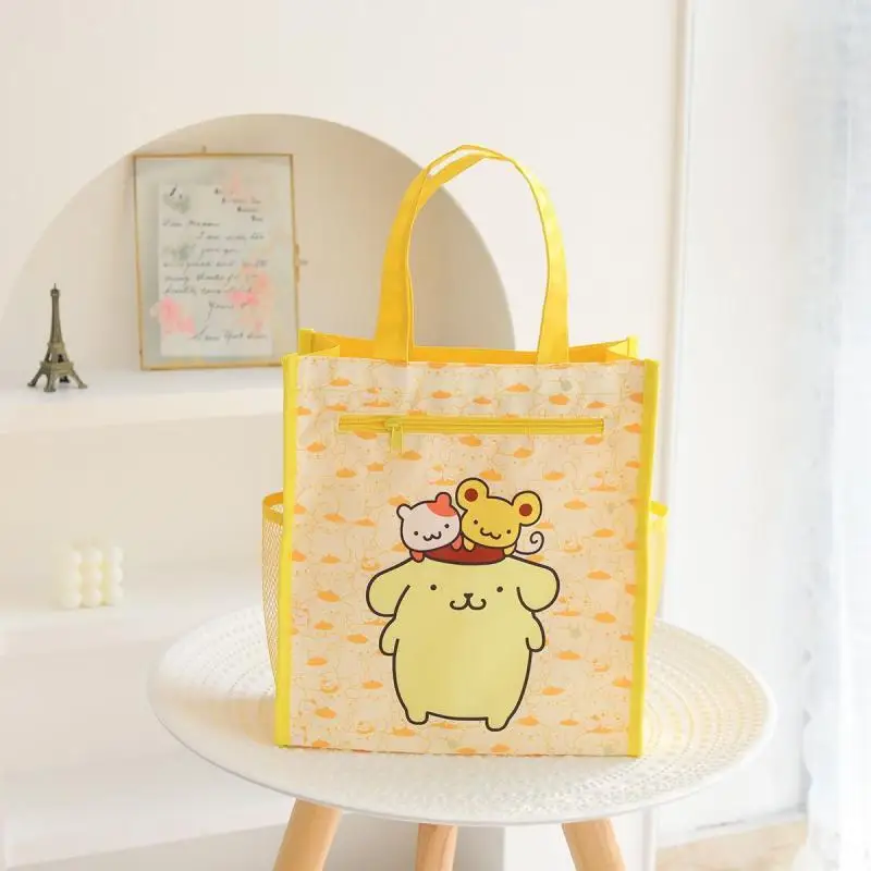 Sanrio-Bolsa Tutorial de melodía de Hello Kitty Kuromi, bolsa de maquillaje de doble capa de tela Oxford, bolsa de lección, bolsa portátil estampada para estudiantes