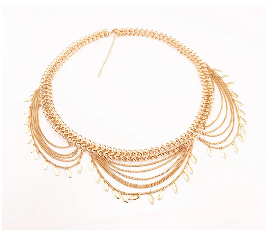 

Boho silver gold metal bead chain tassel body jewelry sequins charms sexy biniki waist belly beach tribal jewelry