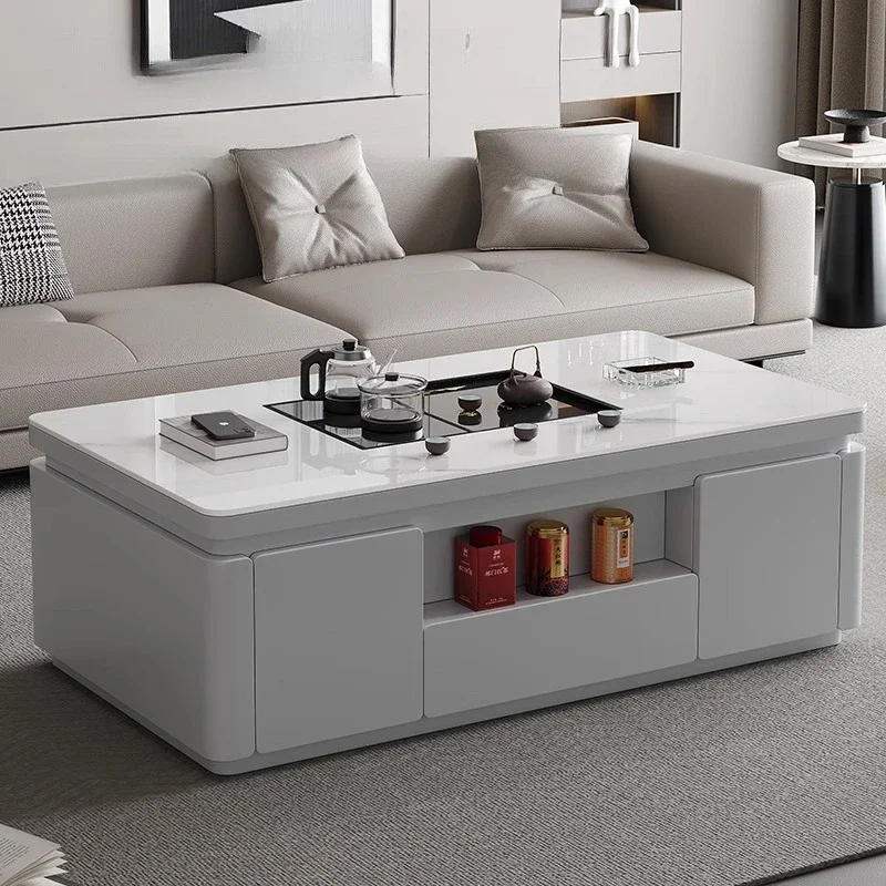 

Легкий роскошный журнальный столик из каменной плиты для хранения, прозрачный эстетический скандинавский компактный боковой столик, украшение Couchtisch, мебель для дома