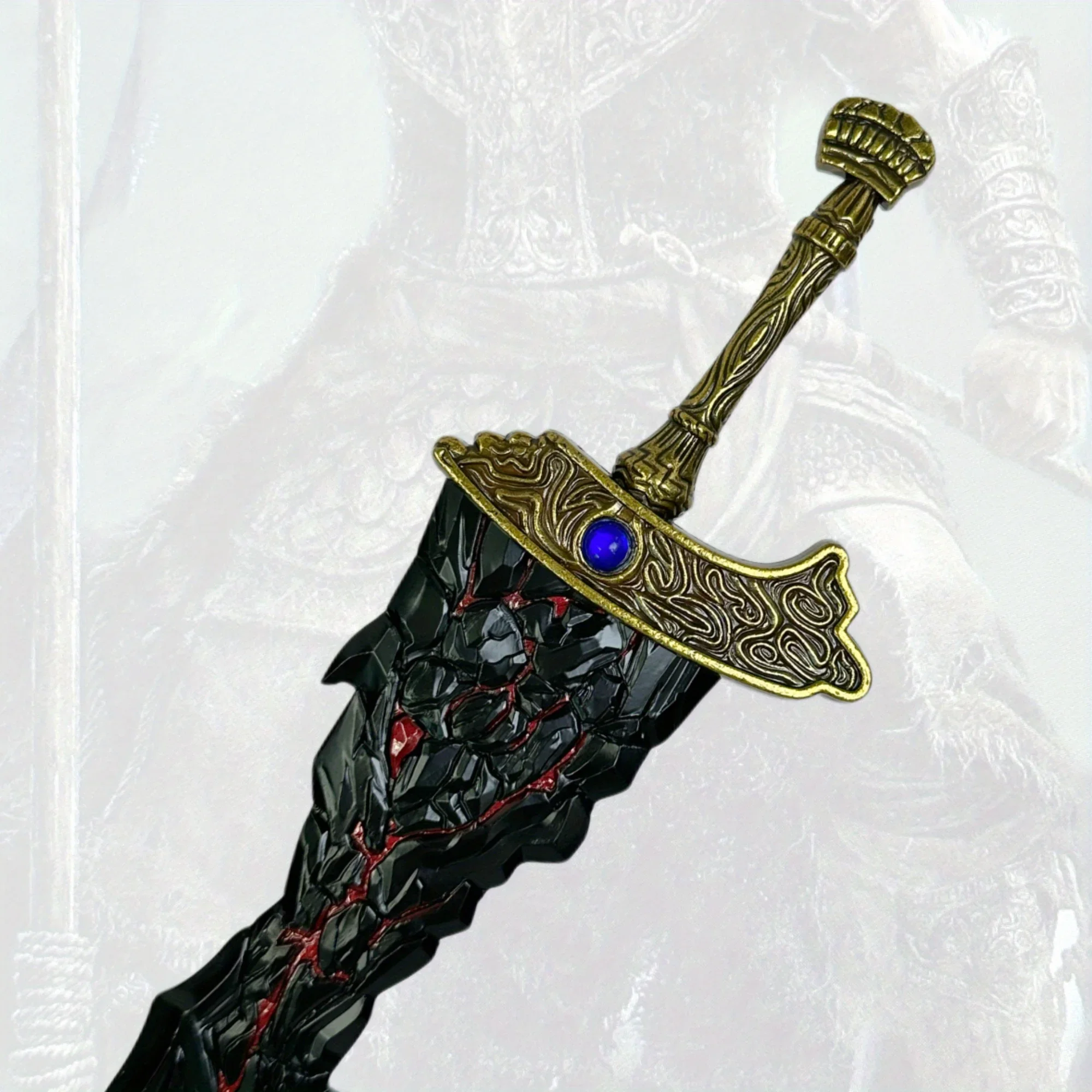 Espada katana de metal com lâmina preta de elden maliketh, 11 polegadas, sabre japonês katana, faca ninja original, acessórios de cosplay, brinquedo adereço