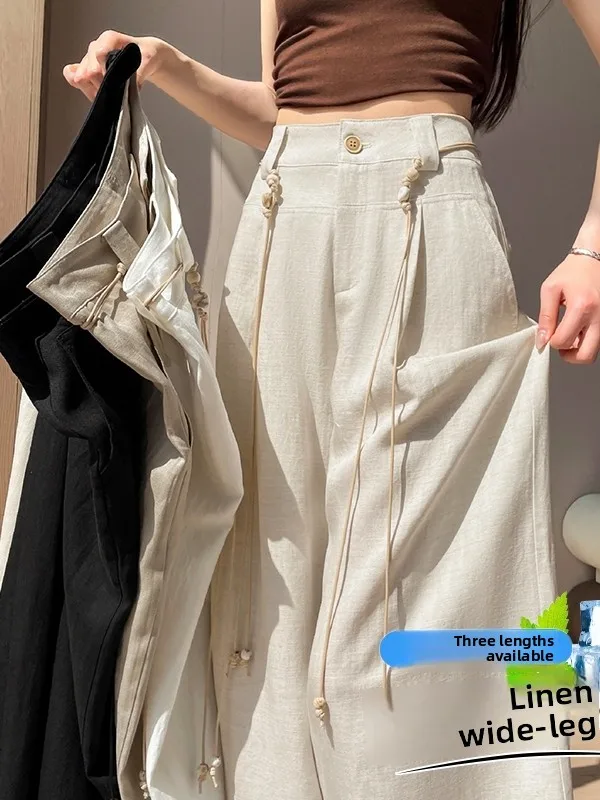

High Waist Wide Leg Pants Straight Cut Ice Silk Casual Trousers for Women Summer 2026 Versatile Daily Wear Comfortable Fit