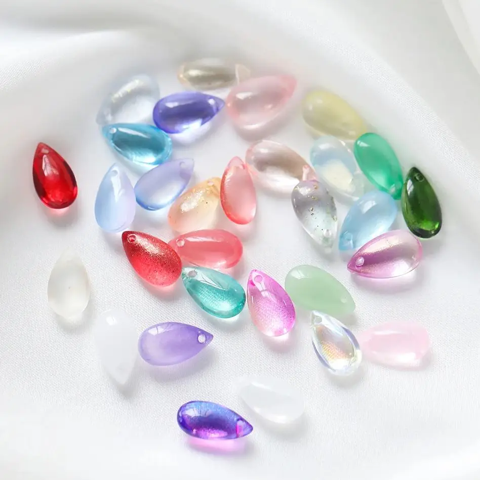 10pcs 8*14mm Water Drop Shaped Glass Pendants Czech Loose Spacer Beads For DIY Crafts Necklace Bracelet Charm Jewelry Making