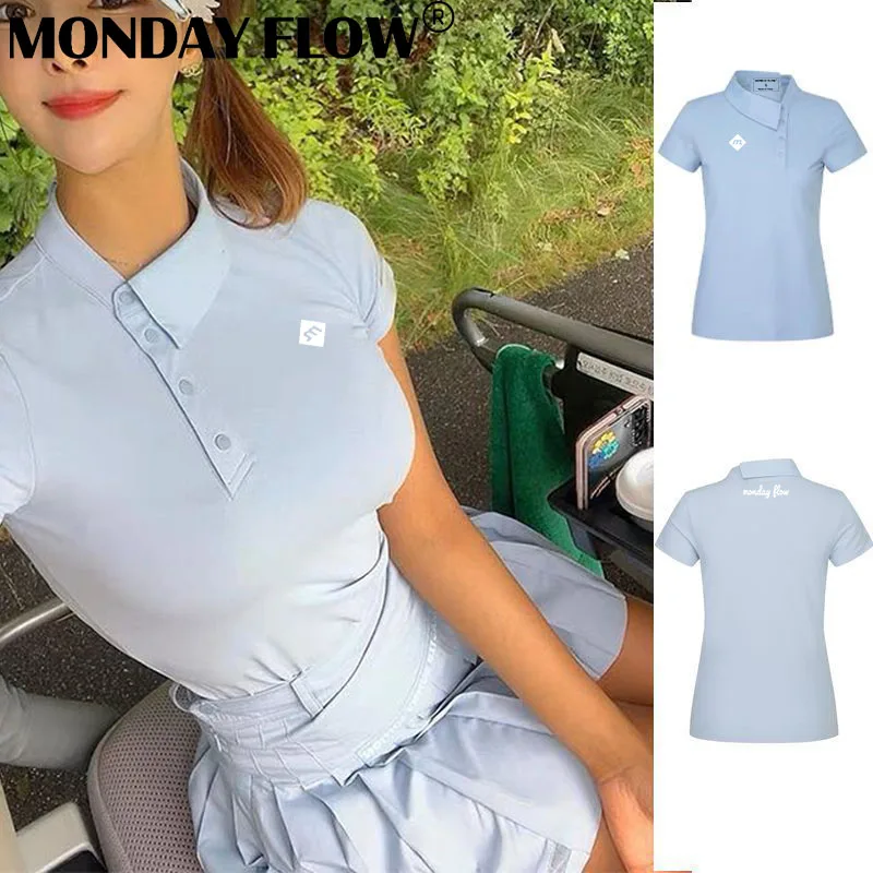 

Monday Flow Golf Женская рубашка Летняя женская футболка для гольфа, удобная, дышащая, модная, быстросохнущая рубашка-поло для гольфа