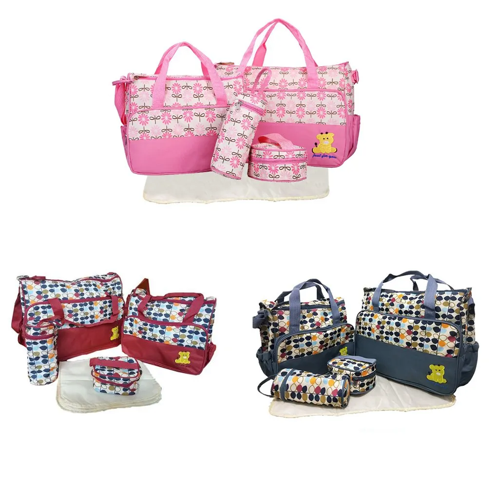 

Multifunction Waterproof Microfiber Cloth Hospital Bags 5pcs Baby Nappy Changing Large Capacity Handbag