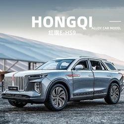 HONGQI-coche de E-HS9 SUV de aleación, nuevo modelo de coche de energía, vehículos de juguete de Metal fundido a presión, modelo de coche de alta simulación, sonido y luz, regalos para niños, 1/24