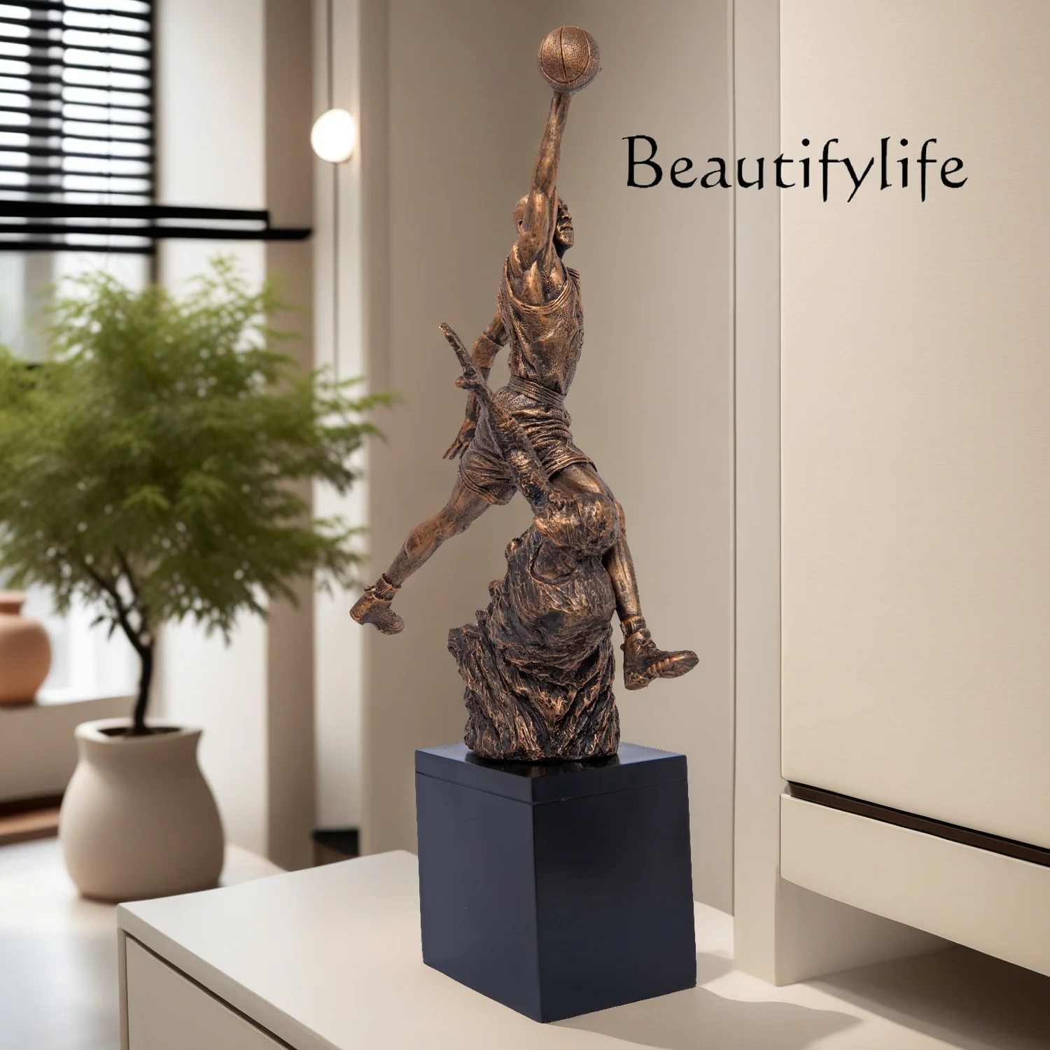 Escultura de resina de Michael Jordan 23 de 50cm, estatuas de resina de arte hechas a mano, estatuas con acabado en bronce, regalo de decoración artística para el hogar