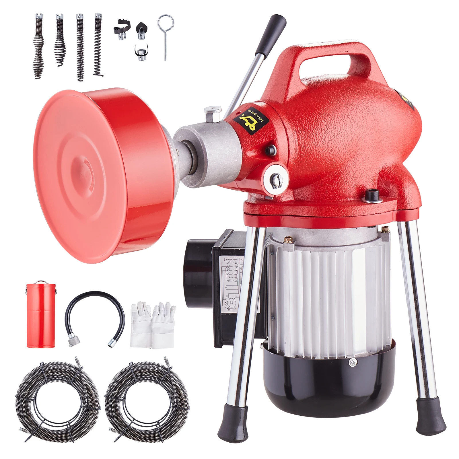SucceBuy  370W/250W Drain Cleaner Machine Electric Sewer Snake Auger Manual Feed Tube Pipe Tube Cleaning Tool Machine for Home
