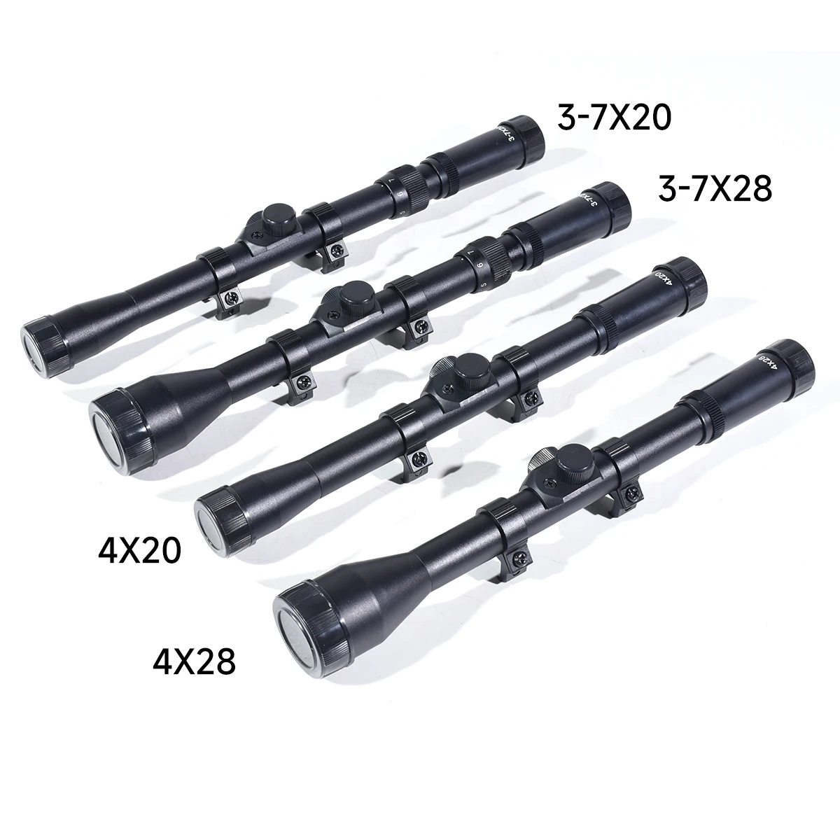الصيد Riflescope 4x20/4x28/3-7x20/3-7x28 Crosshair البصريات البصر بندقية نطاق الادسنس بندقية الصيد نطاق ل 11 مللي متر تتوافق السكك الحديدية