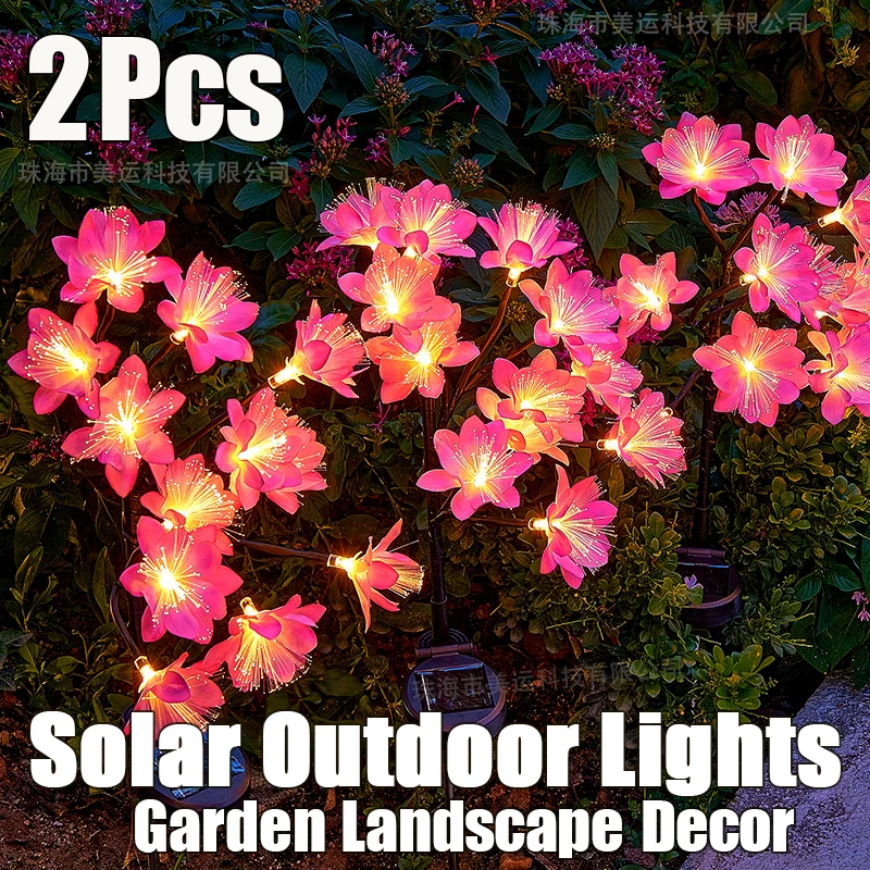 2Pcs LED Solar Energy Lights simulazione Huashan Tea Flower all'aperto paesaggio impermeabile giardini prato cortile decorazione lampade