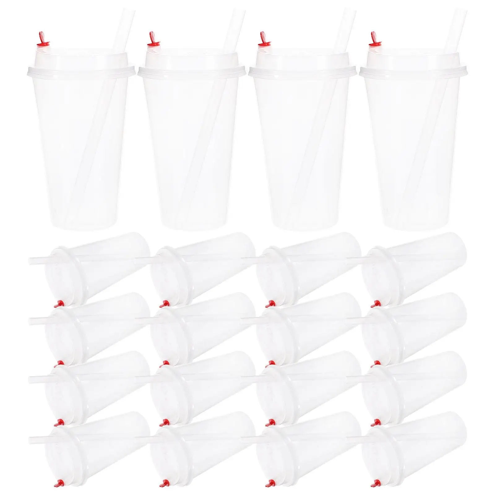 

High Transparent PET Plastic Coffee Cups 500ml 17oz Lids Cold Drinks Takeaway Home Office Party Use Water Juice Beverages