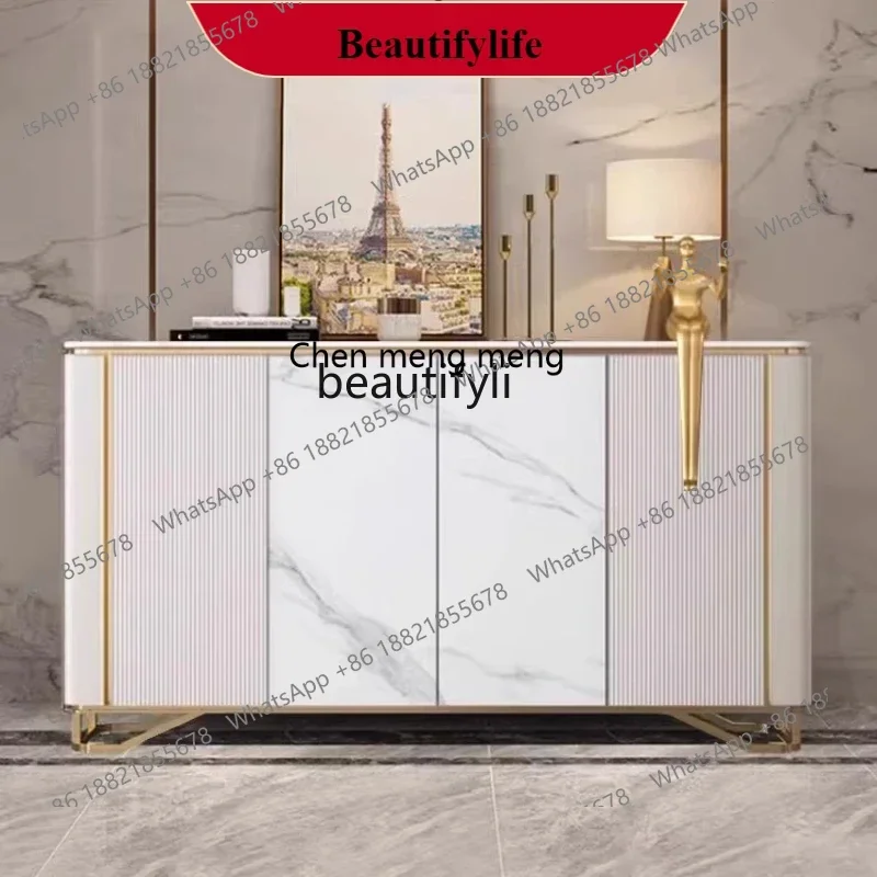 

G153 Light luxury solid wood dining side cabinet partition cabinet Italian rock slab living room storage decorative cabinet